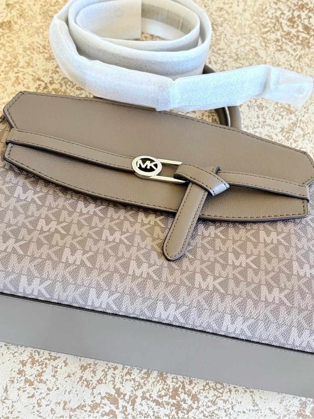 Michael Kors Gray MK Signature Satchel with Matching Wallet